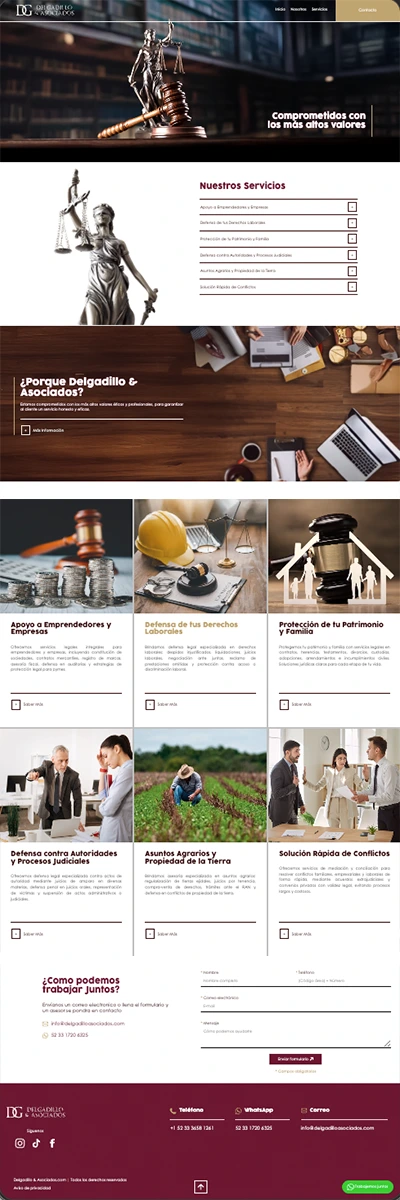 Página web paquete Profesional Delgadillo y Asociados