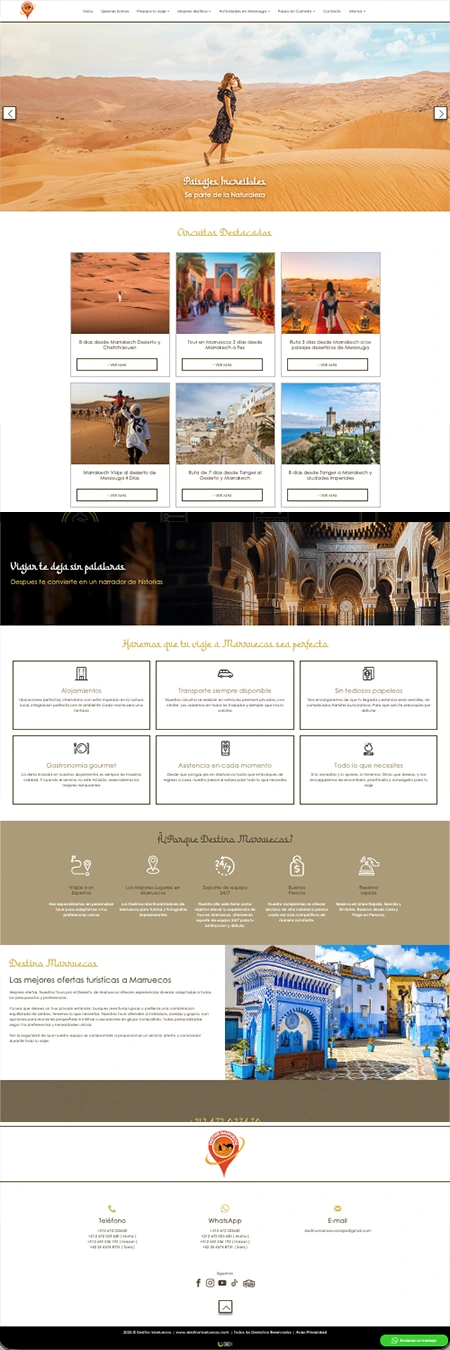Página web paquete Avanzado Destino Marruecos
